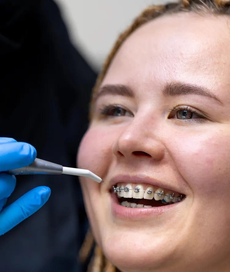 Patient receiving orthodontic treatment