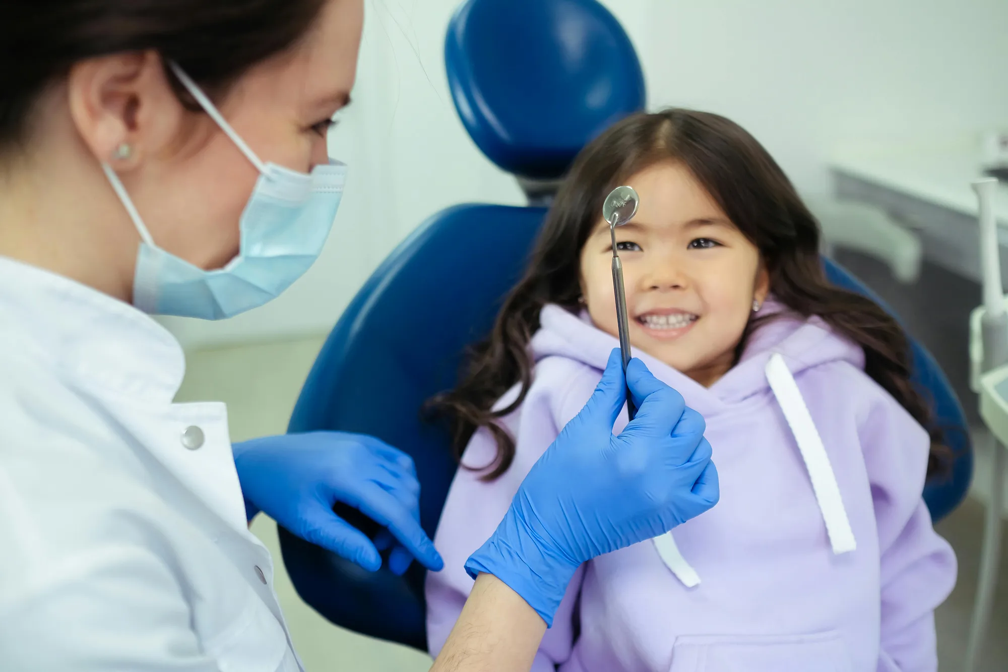 Happy child at the pediatric orthodontist in National City for an early evaluation.
